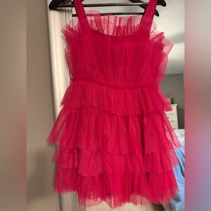 Storia fuschia tulle mini dress. NWT. Galentines or valentines party dress